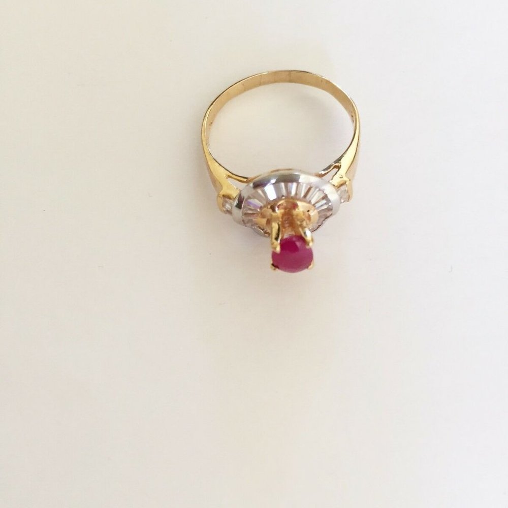 14k Solid Gold Ruby Cz Women Ring - image 4
